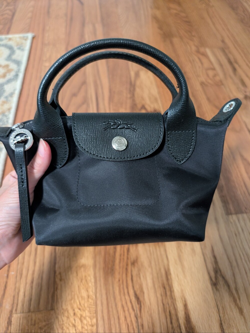 Black Longchamp Black Mini Le Pliage Top-Handle Tote XS Neo Crossbody